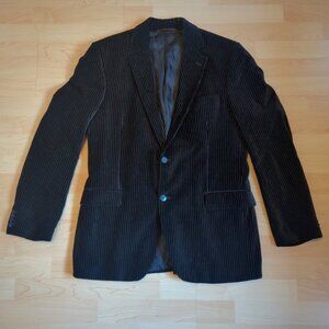 Drykorn Men's Black Velour Pinstripe Blazer (52 EU/42 US)